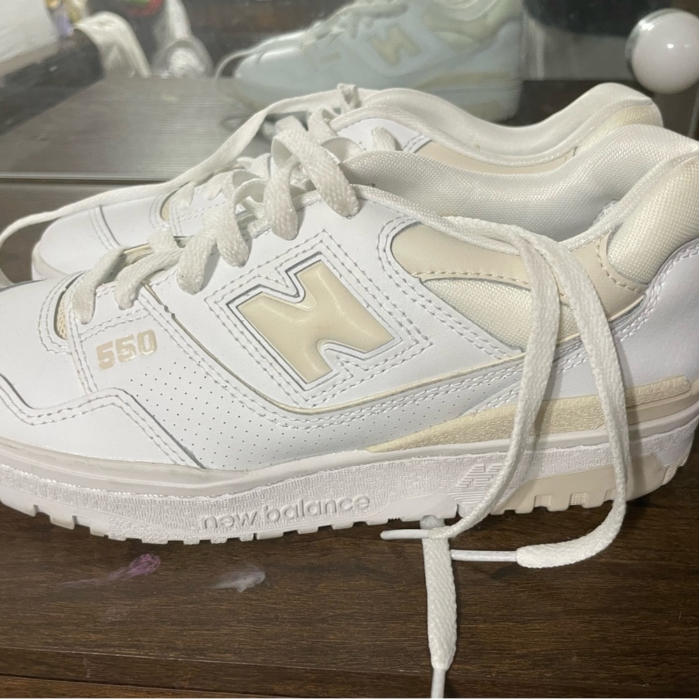 New Balance 550 White and Tan Sneakers